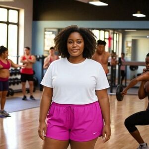 NIKE NEW PLUS SIZE High Rise Drawstring Fushia Athletic Shorts With Dri-Fit